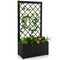 Black Metal Raised Garden Planter with Diamond Trellis 25 Inch Deep Plant Bed